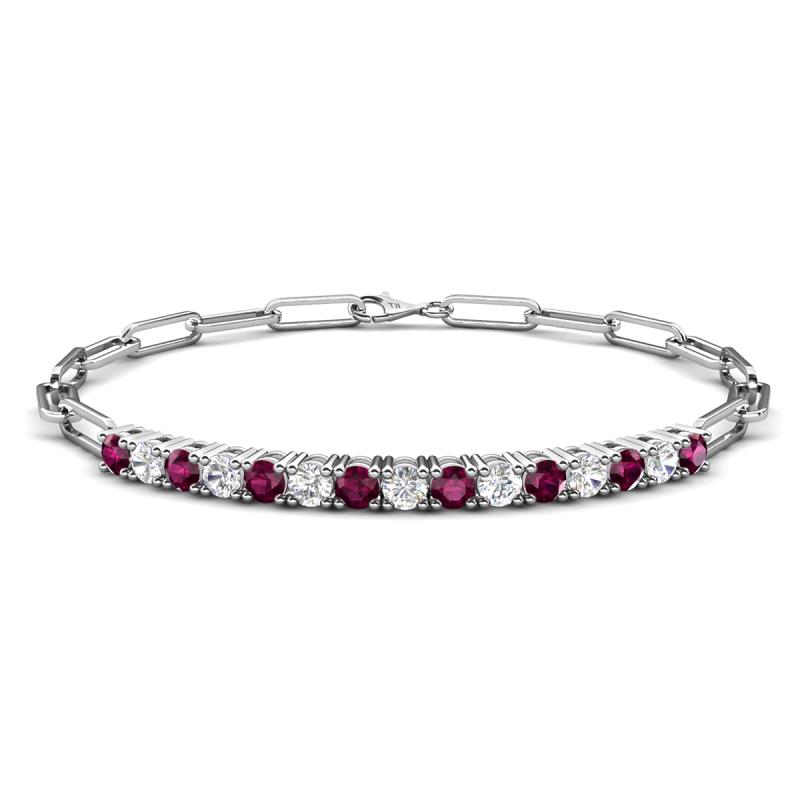 Lily 1.63 ctw Rhodolite Garnet and Lab Grown Diamonds Paperclip Links Tennis  Bracelet 