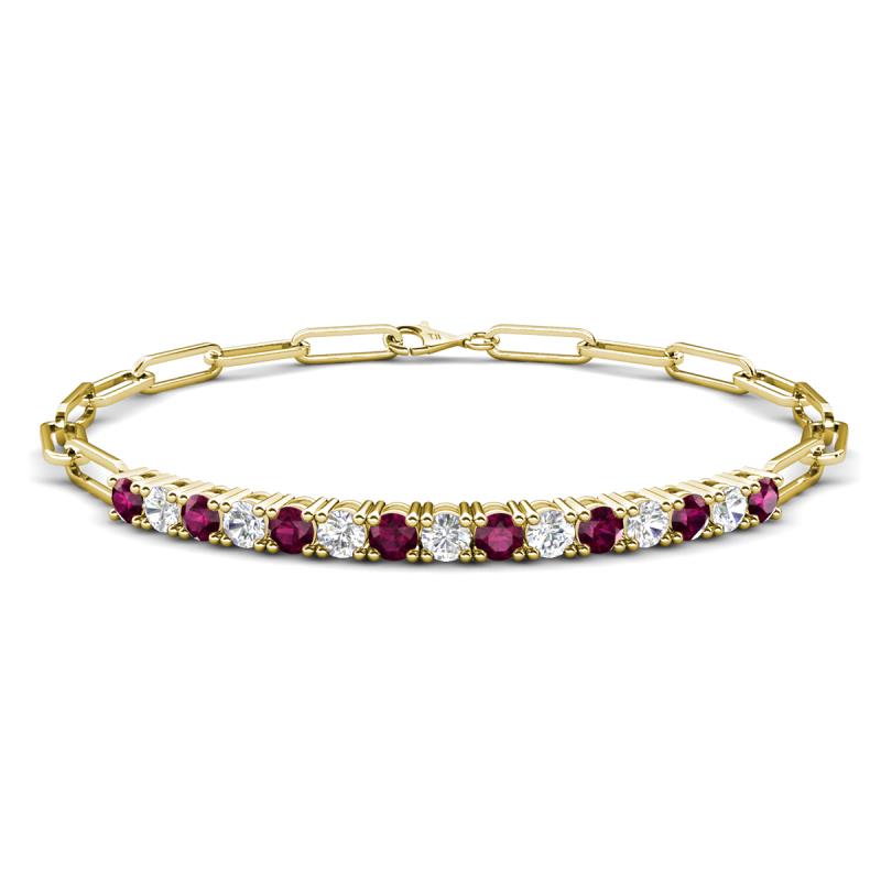 Lily 1.63 ctw Rhodolite Garnet and Lab Grown Diamonds Paperclip Links Tennis  Bracelet 