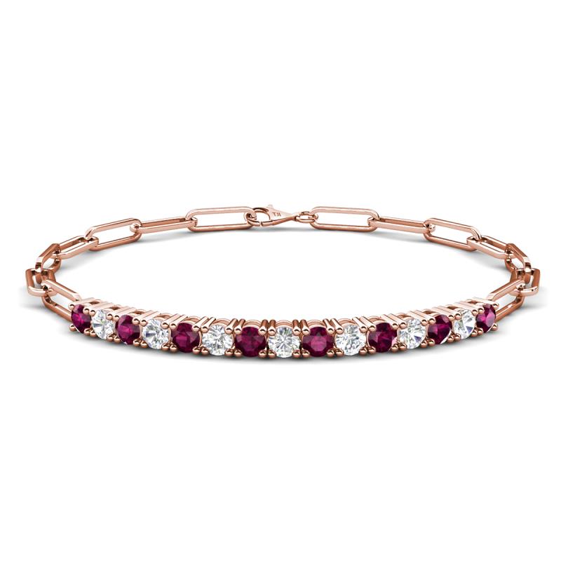 Lily 1.63 ctw Rhodolite Garnet and Lab Grown Diamonds Paperclip Links Tennis  Bracelet 