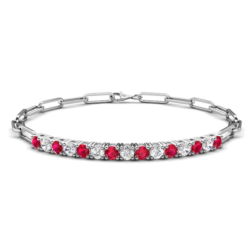 Lily 1.50 ctw Ruby and Lab Grown Diamonds Paperclip Links Tennis  Bracelet 