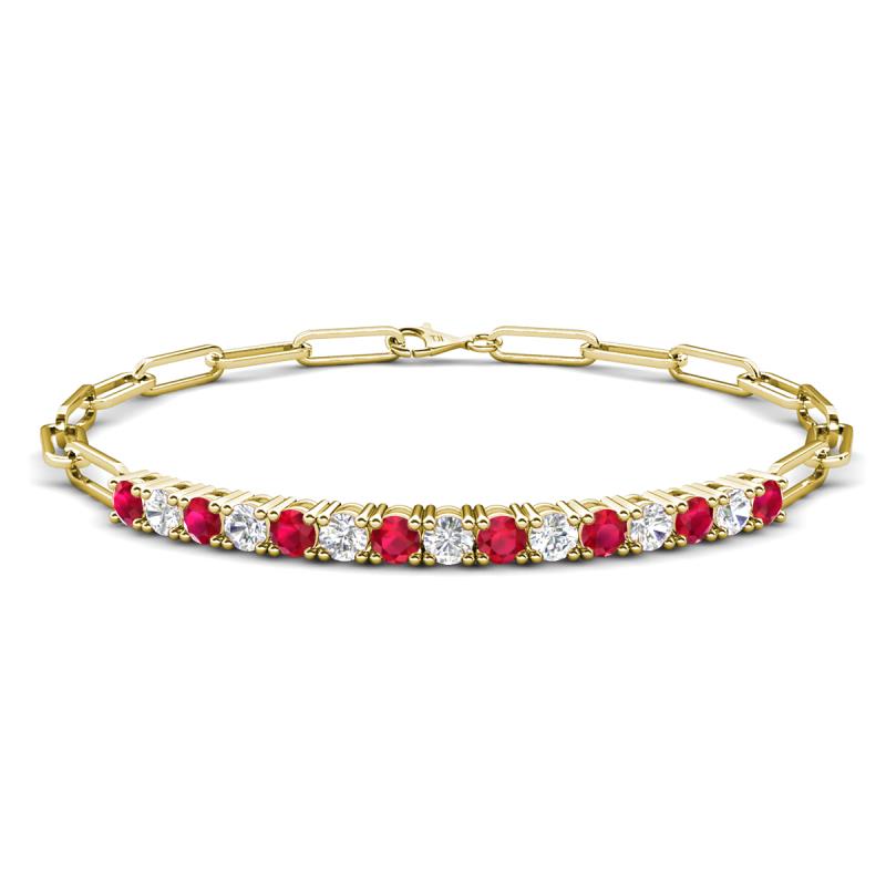 Lily 1.50 ctw Ruby and Lab Grown Diamonds Paperclip Links Tennis  Bracelet 