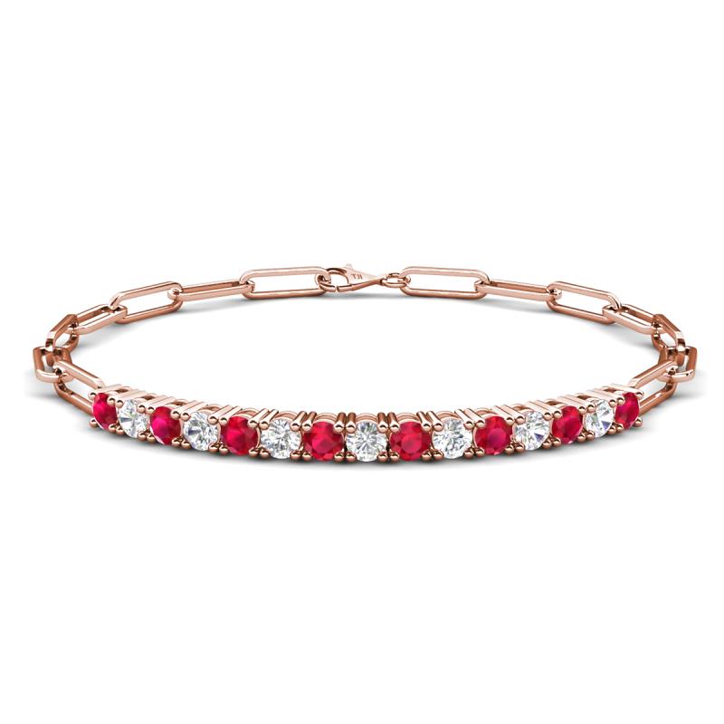 Lily 1.50 ctw Ruby and Lab Grown Diamonds Paperclip Links Tennis  Bracelet 