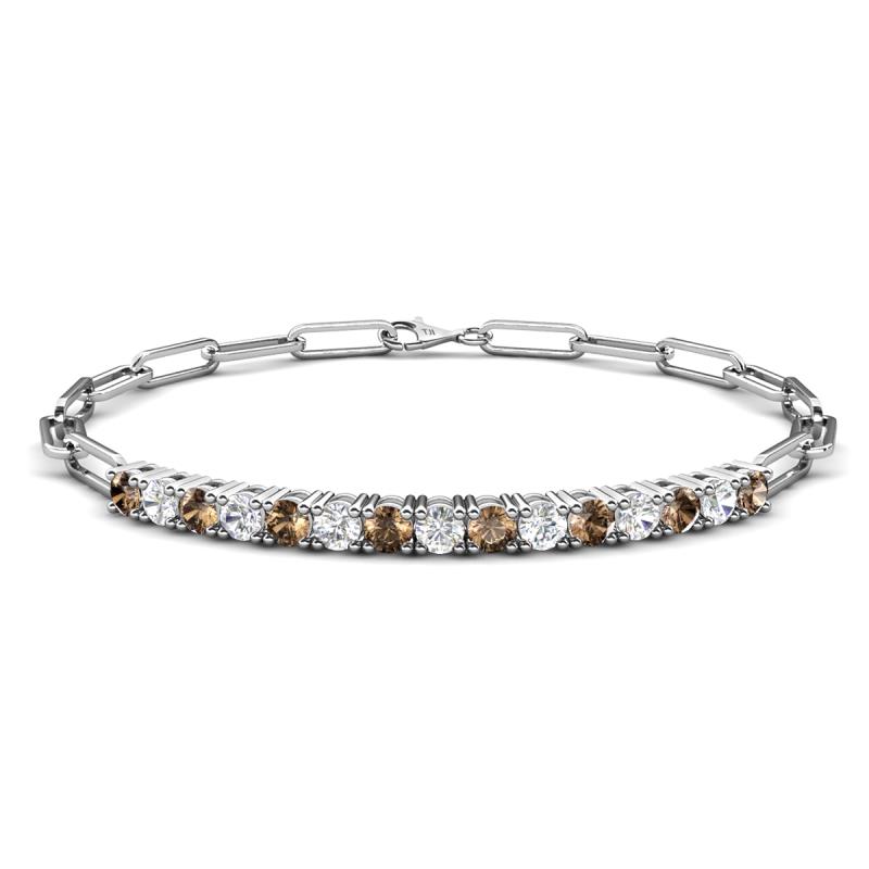 Lily 1.50 ctw Smoky Quartz and Lab Grown Diamonds Paperclip Links Tennis  Bracelet 