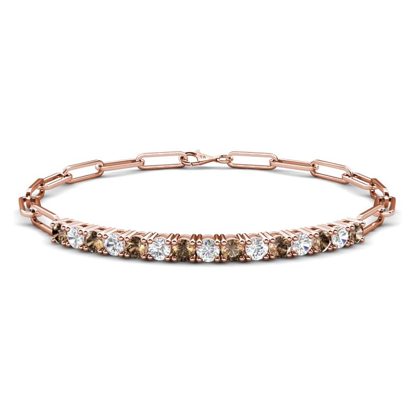 Lily 1.50 ctw Smoky Quartz and Lab Grown Diamonds Paperclip Links Tennis  Bracelet 