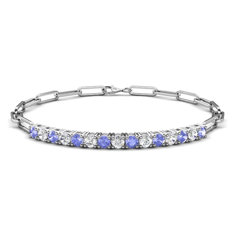 Lily 1.42 ctw Tanzanite and Lab Grown Diamonds Paperclip Links Tennis  Bracelet 