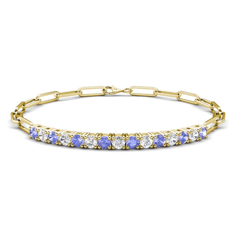 Lily 1.42 ctw Tanzanite and Lab Grown Diamonds Paperclip Links Tennis  Bracelet 