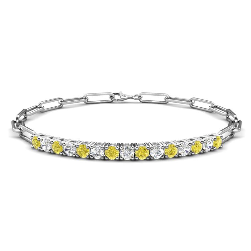 Lily 1.50 ctw Yellow Diamonds and Lab Grown Diamonds Paperclip Links Tennis  Bracelet 