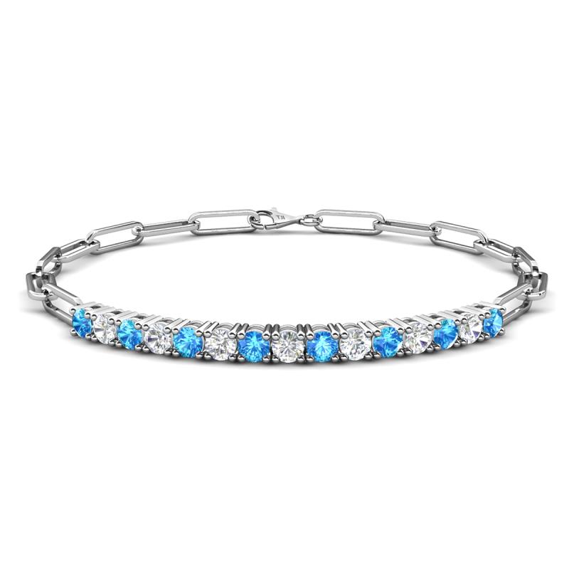 Lily 1.42 ctw Blue Topaz and Lab Grown Diamonds Paperclip Links Tennis  Bracelet 