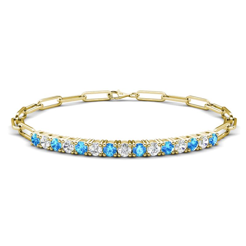 Lily 1.42 ctw Blue Topaz and Lab Grown Diamonds Paperclip Links Tennis  Bracelet 