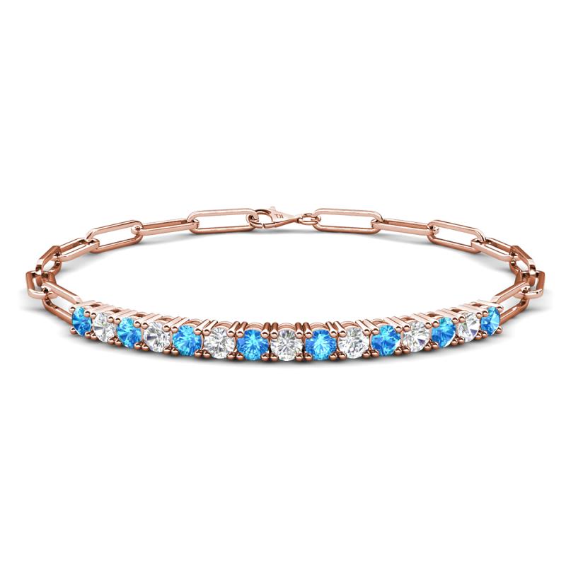 Lily 1.42 ctw Blue Topaz and Lab Grown Diamonds Paperclip Links Tennis  Bracelet 