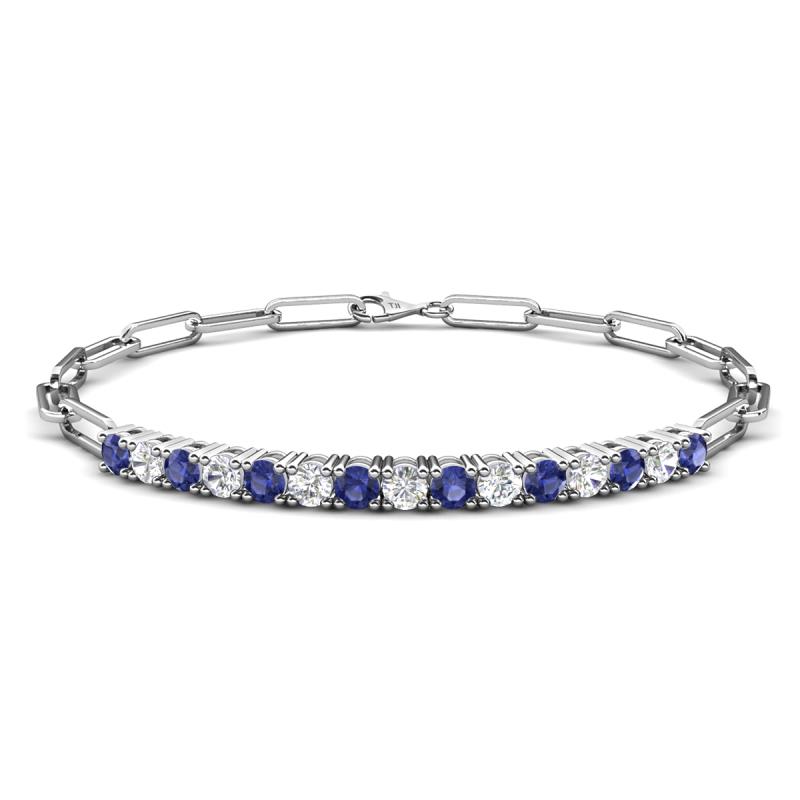 Lily 1.34 ctw Iolite and Lab Grown Diamonds Paperclip Links Tennis  Bracelet 
