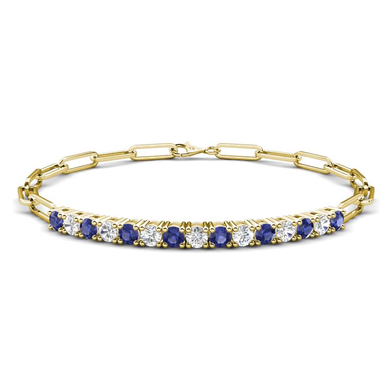 Lily 1.34 ctw Iolite and Lab Grown Diamonds Paperclip Links Tennis  Bracelet 