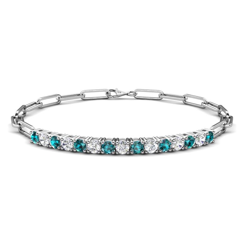 Lily 1.58 ctw London Blue Topaz and Lab Grown Diamonds Paperclip Links Tennis  Bracelet 