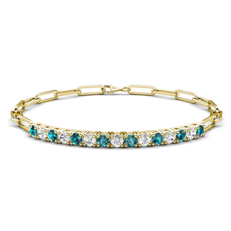 Lily 1.58 ctw London Blue Topaz and Lab Grown Diamonds Paperclip Links Tennis  Bracelet 