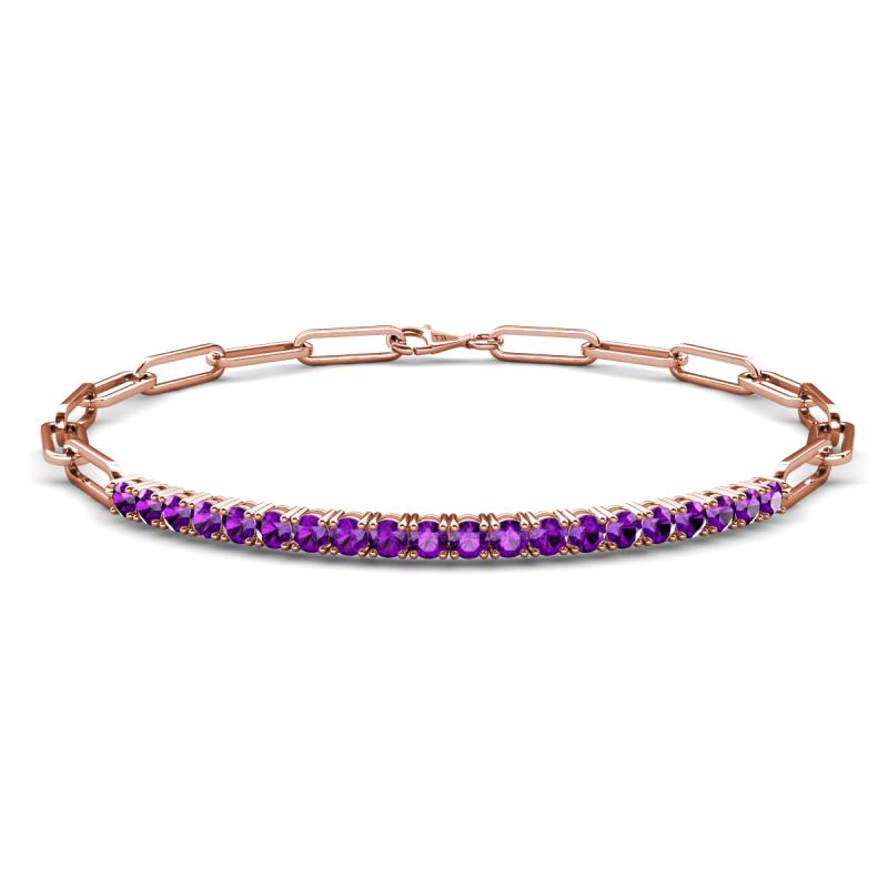 Lily 1.20 ctw Amethyst Paperclip Links Tennis  Bracelet 