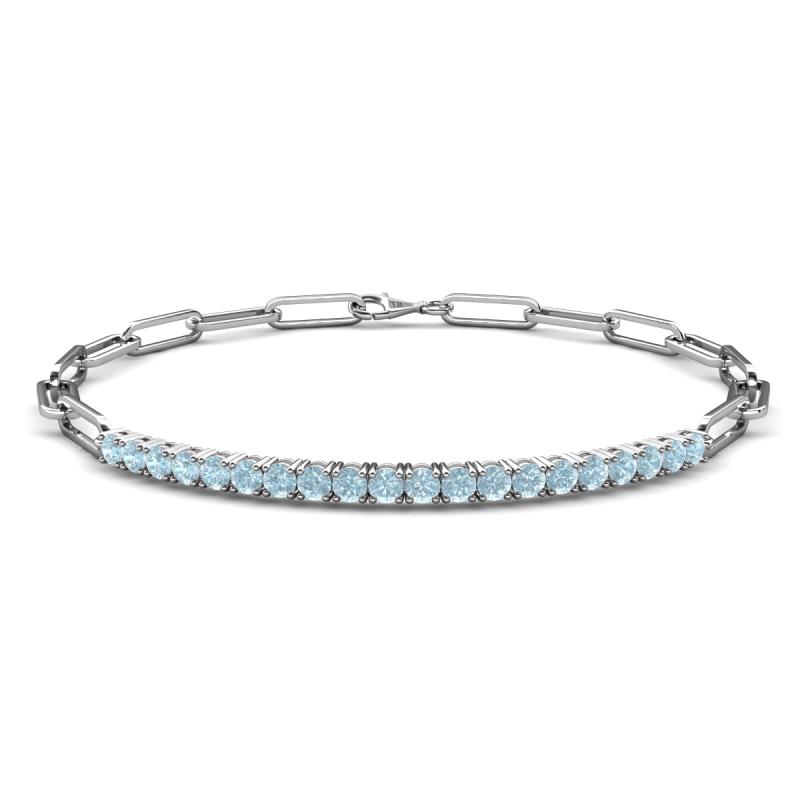 Lily 0.70 ctw Aquamarine Paperclip Links Tennis  Bracelet 