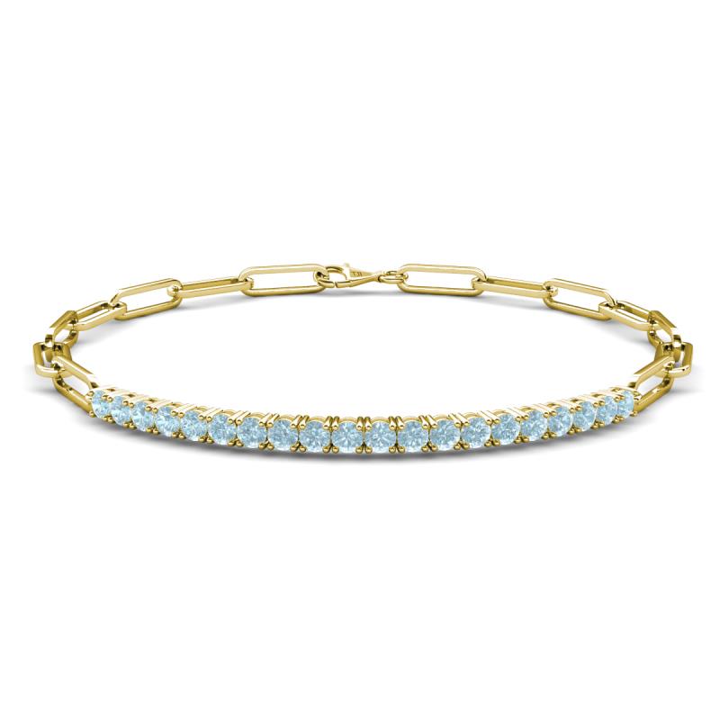 Lily 0.70 ctw Aquamarine Paperclip Links Tennis  Bracelet 