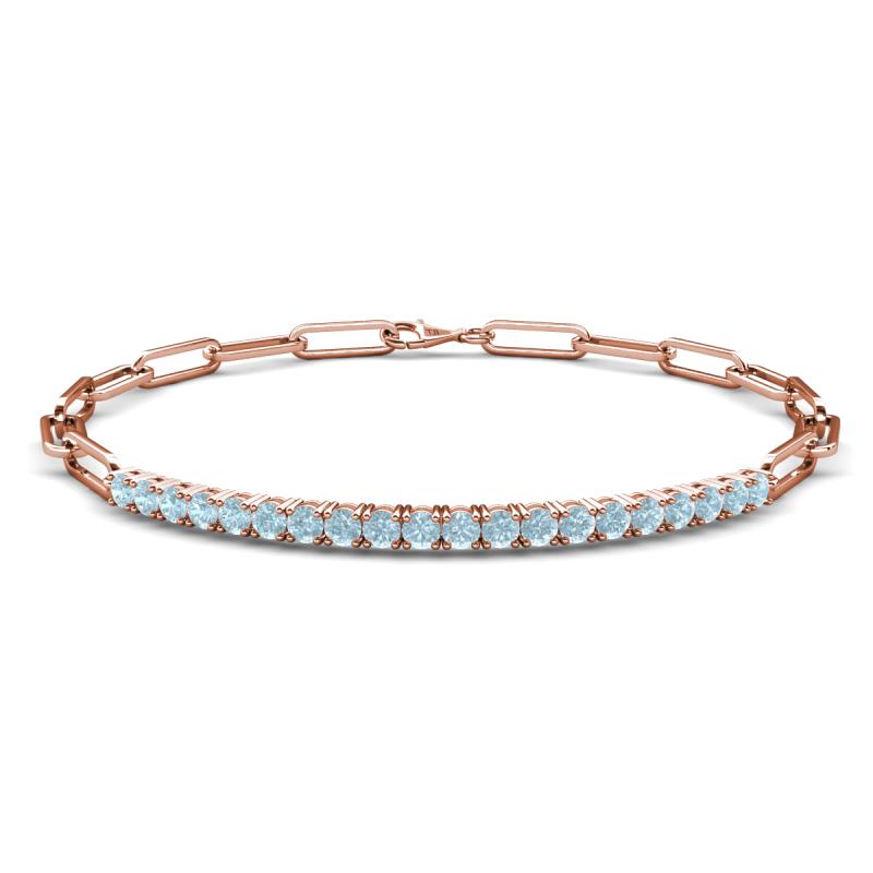 Lily 0.70 ctw Aquamarine Paperclip Links Tennis  Bracelet 