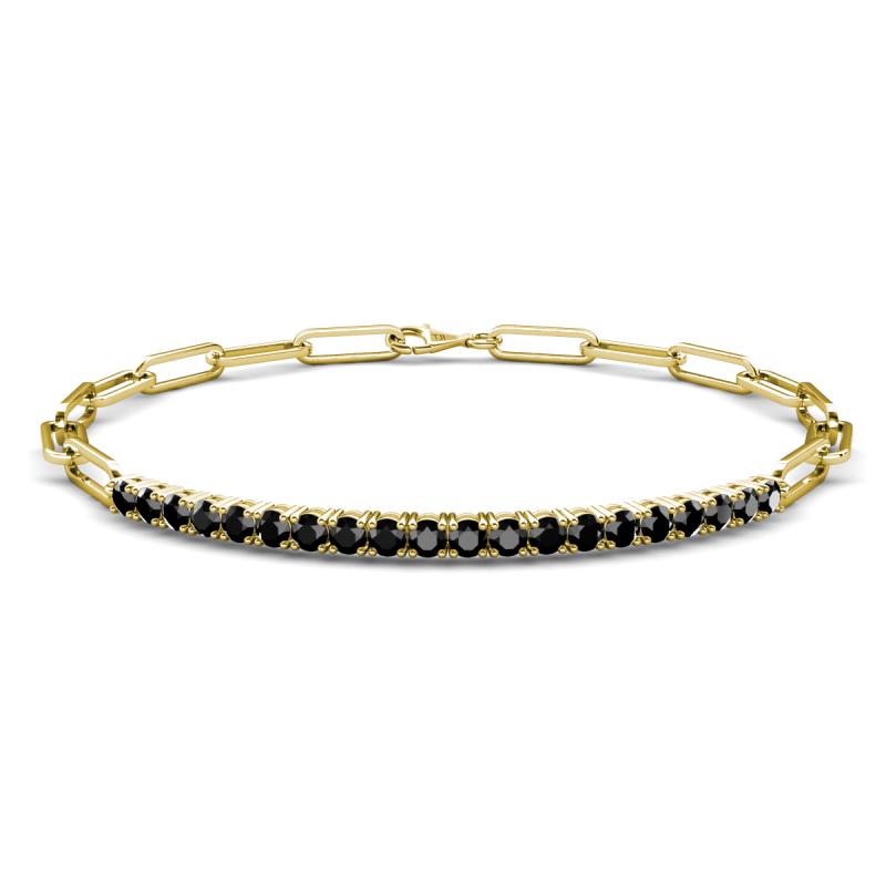 Lily 1.05 ctw Black Diamonds Paperclip Links Tennis  Bracelet 
