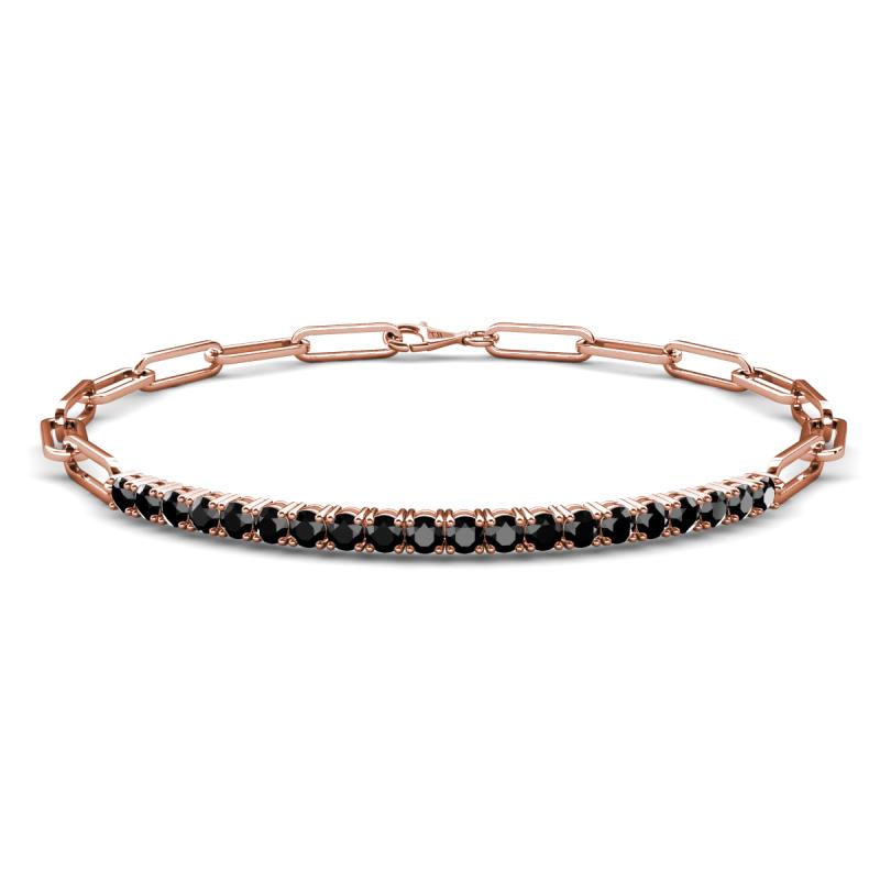 Lily 1.05 ctw Black Diamonds Paperclip Links Tennis  Bracelet 