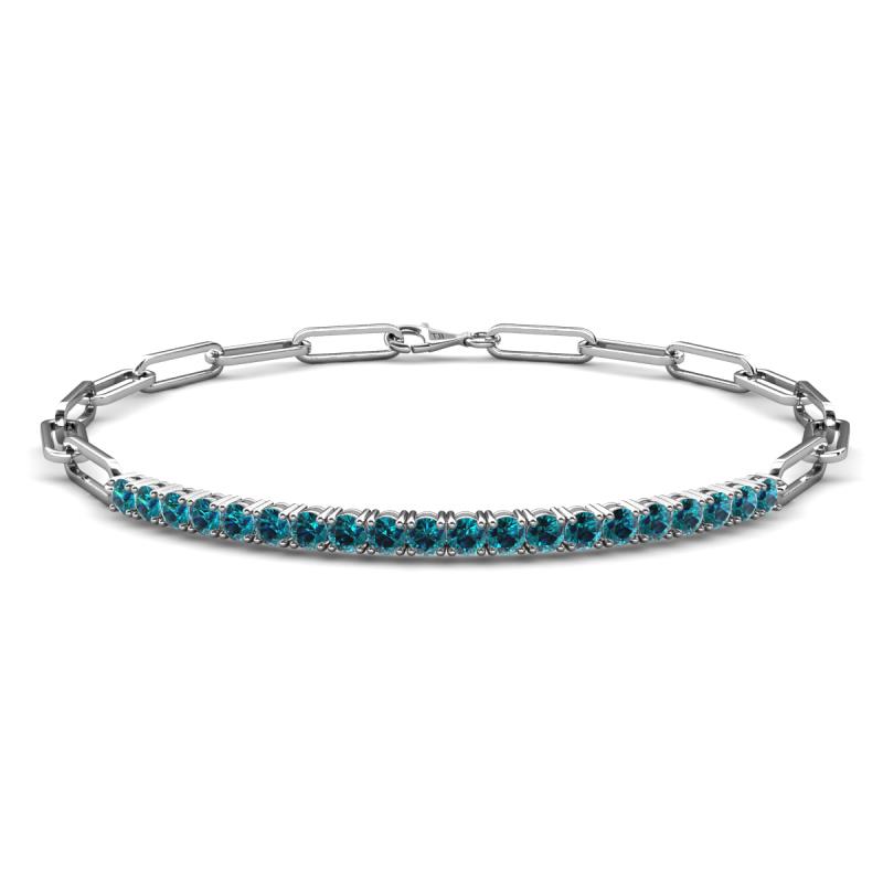Lily 1.00 ctw Blue Diamonds Paperclip Links Tennis  Bracelet 