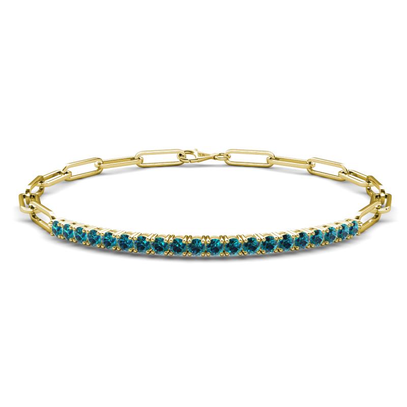 Lily 1.00 ctw Blue Diamonds Paperclip Links Tennis  Bracelet 