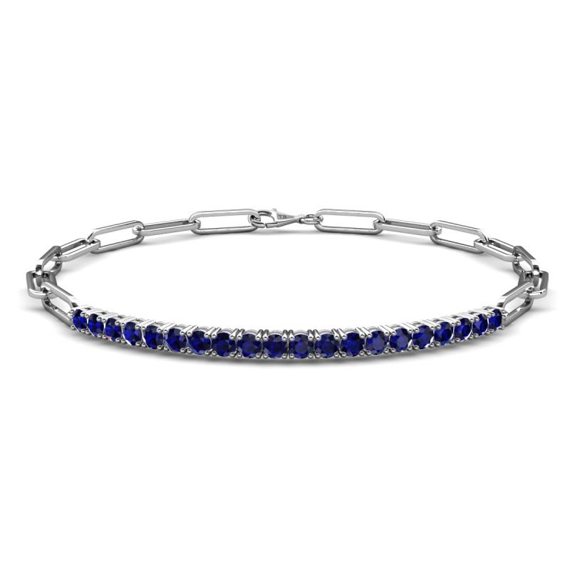 Lily 1.10 ctw Blue Sapphire Paperclip Links Tennis  Bracelet 