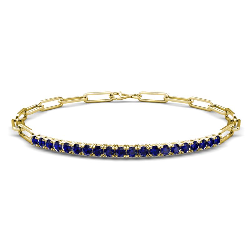 Lily 1.10 ctw Blue Sapphire Paperclip Links Tennis  Bracelet 