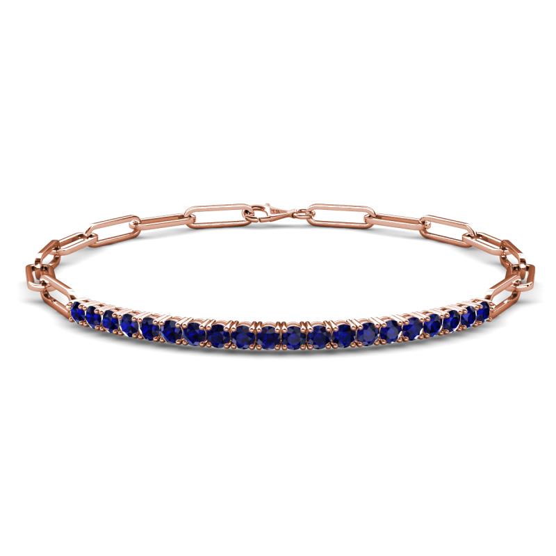 Lily 1.10 ctw Blue Sapphire Paperclip Links Tennis  Bracelet 