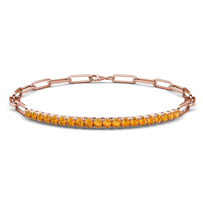 Lily 1.20 ctw Citrine Paperclip Links Tennis  Bracelet 