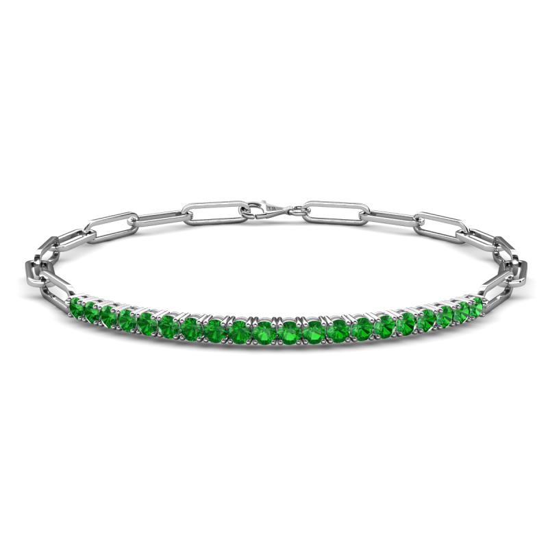Lily 1.26 ctw Green Garnet Paperclip Links Tennis  Bracelet 