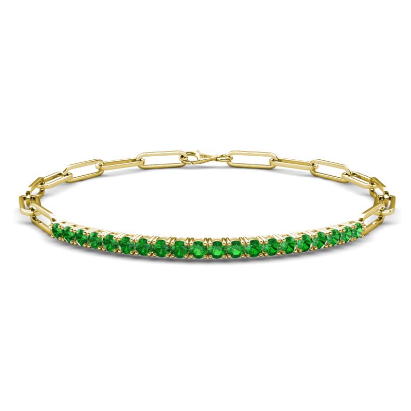 Lily 1.26 ctw Green Garnet Paperclip Links Tennis  Bracelet 