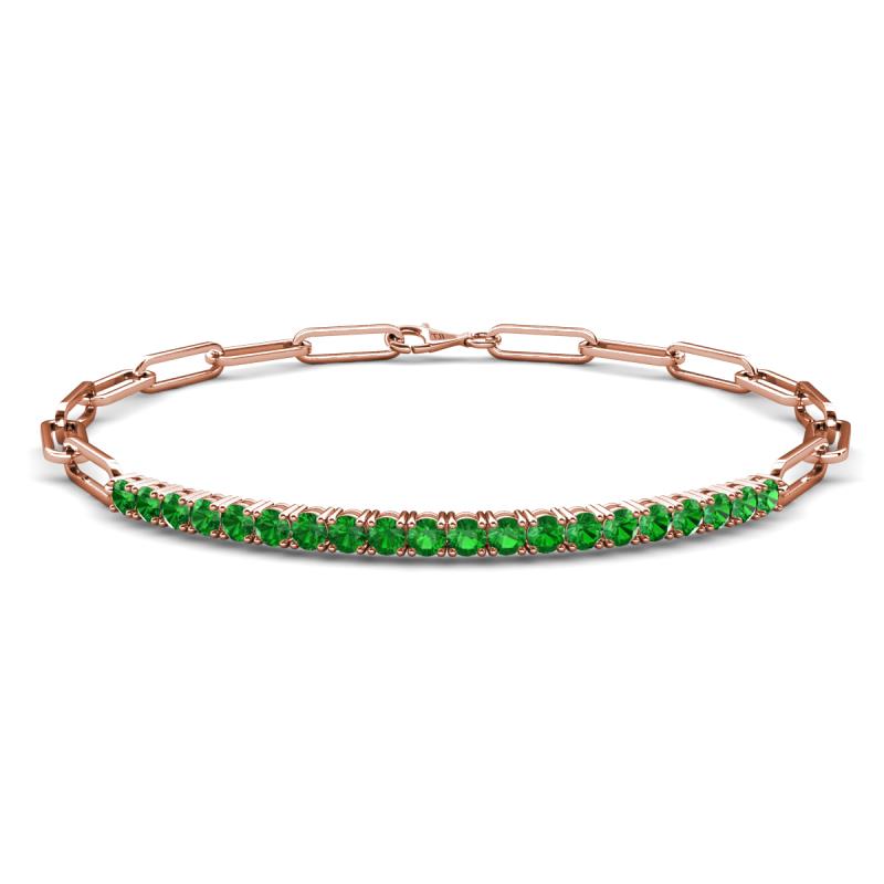 Lily 1.26 ctw Green Garnet Paperclip Links Tennis  Bracelet 