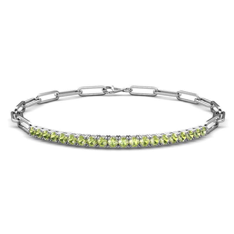 Lily 1.00 ctw Peridot Paperclip Links Tennis  Bracelet 