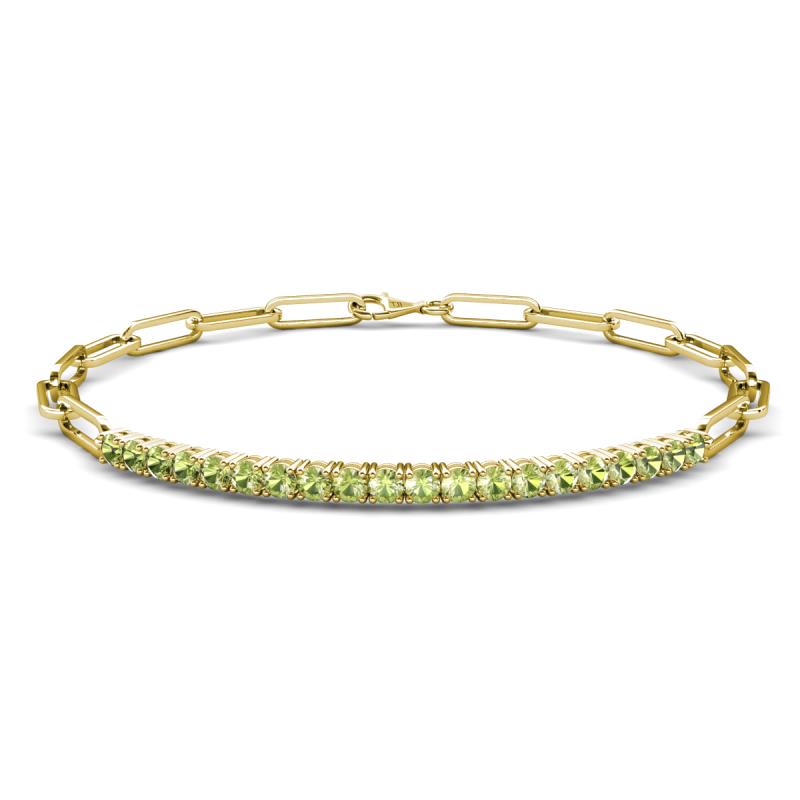 Lily 1.00 ctw Peridot Paperclip Links Tennis  Bracelet 