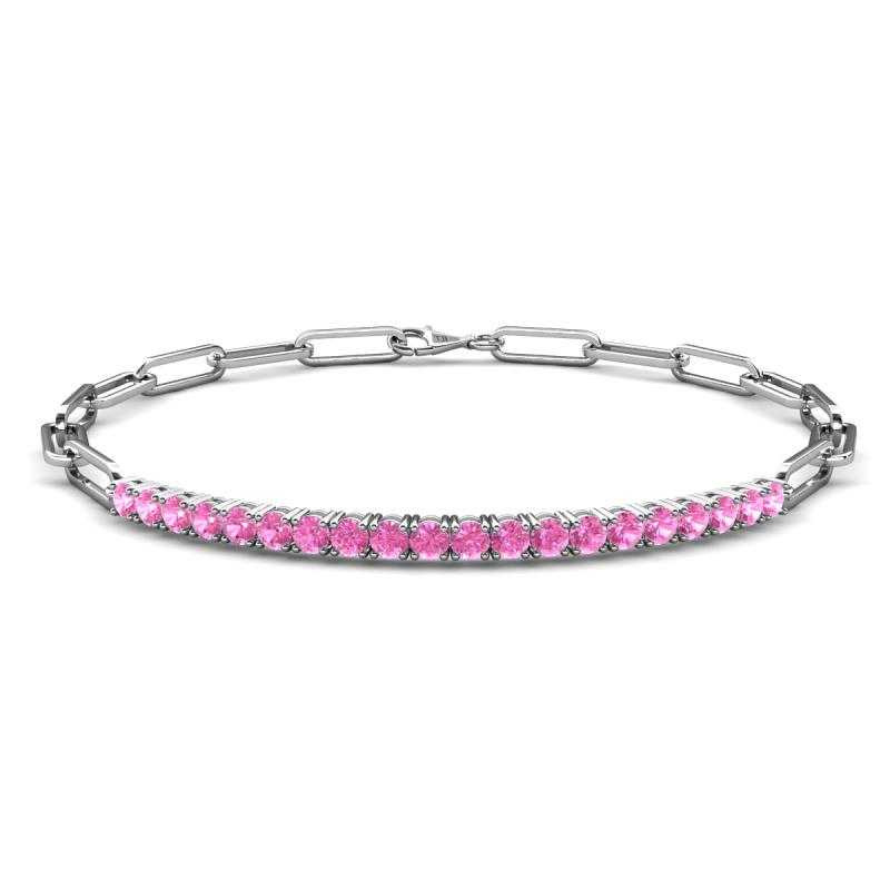 Lily 1.10 ctw Pink Sapphire Paperclip Links Tennis  Bracelet 