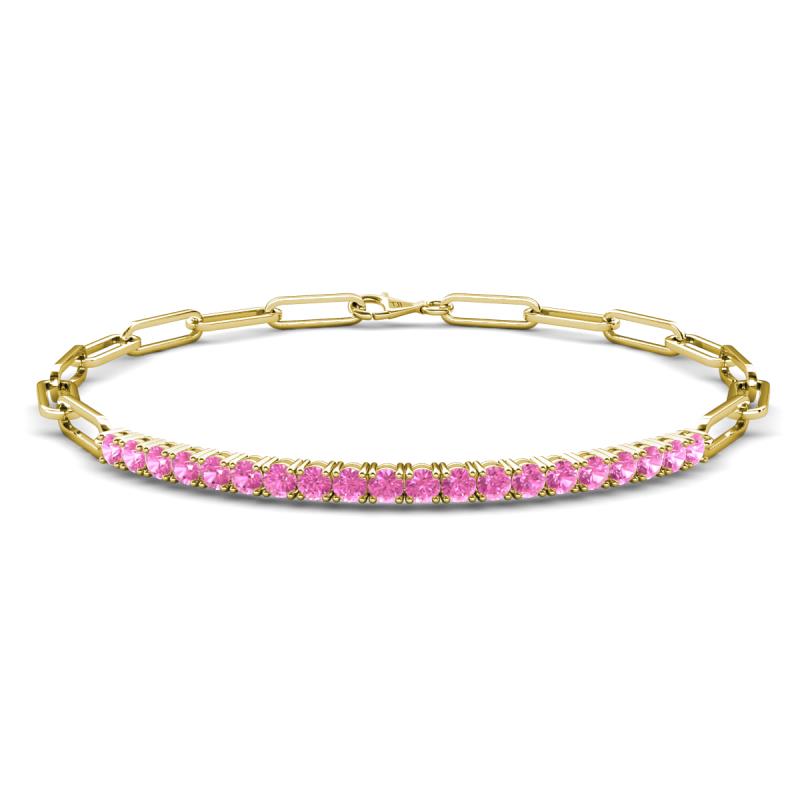 Lily 1.10 ctw Pink Sapphire Paperclip Links Tennis  Bracelet 