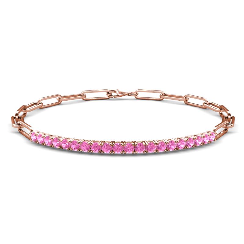 Lily 1.10 ctw Pink Sapphire Paperclip Links Tennis  Bracelet 