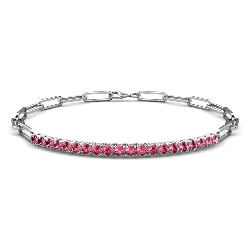 Lily 0.70 ctw Pink Tourmaline Paperclip Links Tennis  Bracelet 