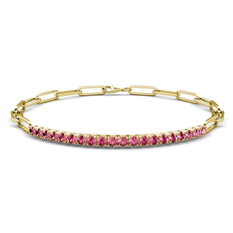 Lily 0.70 ctw Pink Tourmaline Paperclip Links Tennis  Bracelet 