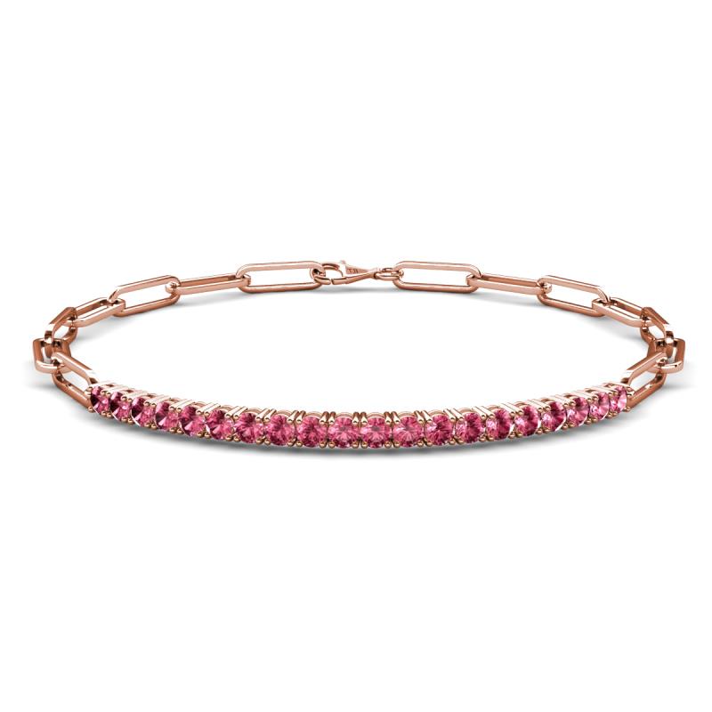 Lily 0.70 ctw Pink Tourmaline Paperclip Links Tennis  Bracelet 