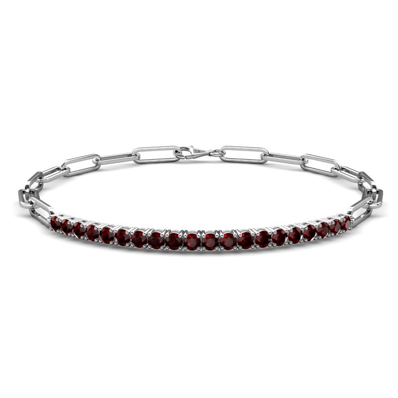 Lily 1.26 ctw Red Garnet Paperclip Links Tennis  Bracelet 