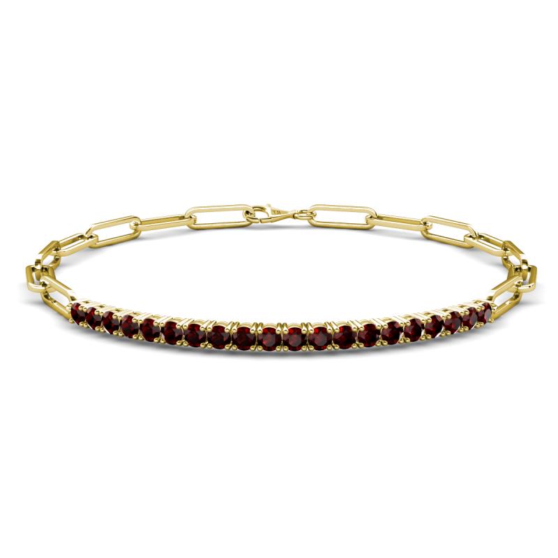 Lily 1.26 ctw Red Garnet Paperclip Links Tennis  Bracelet 