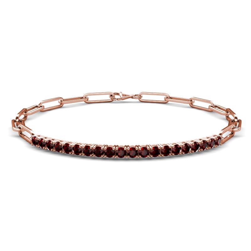 Lily 1.26 ctw Red Garnet Paperclip Links Tennis  Bracelet 