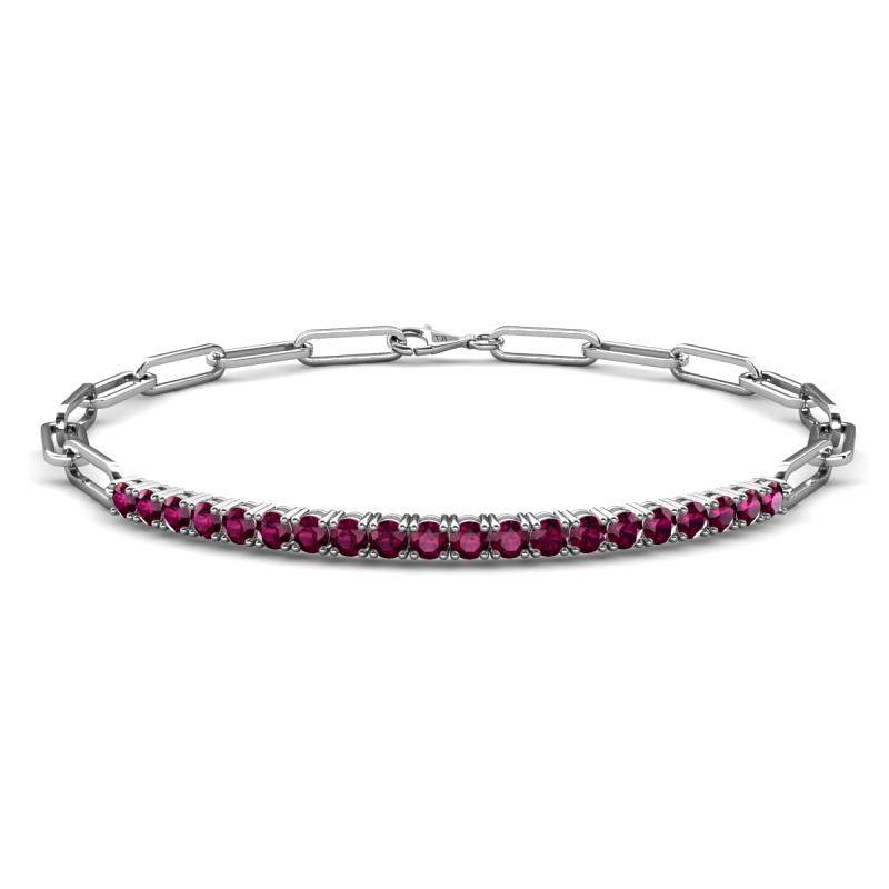 Lily 1.26 ctw Rhodolite Garnet Paperclip Links Tennis  Bracelet 