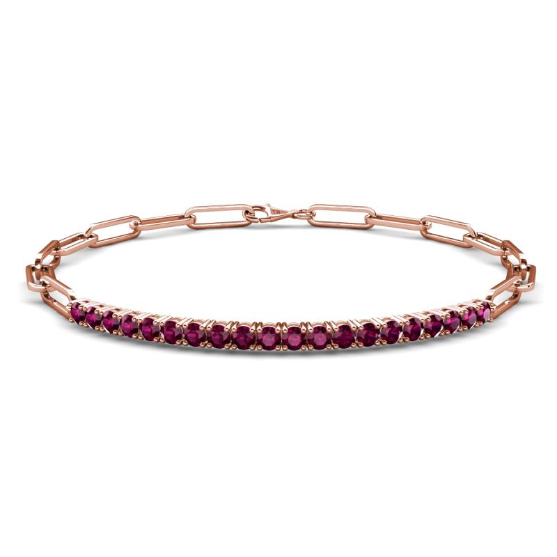 Lily 1.26 ctw Rhodolite Garnet Paperclip Links Tennis  Bracelet 