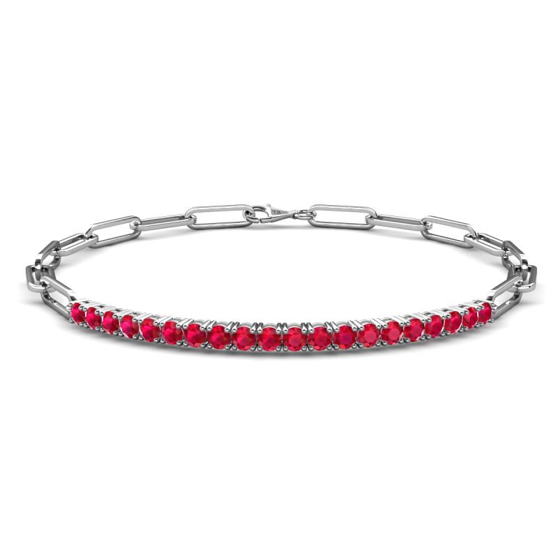 Lily 1.10 ctw Ruby Paperclip Links Tennis  Bracelet 