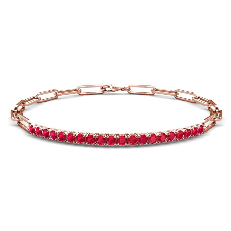 Lily 1.10 ctw Ruby Paperclip Links Tennis  Bracelet 