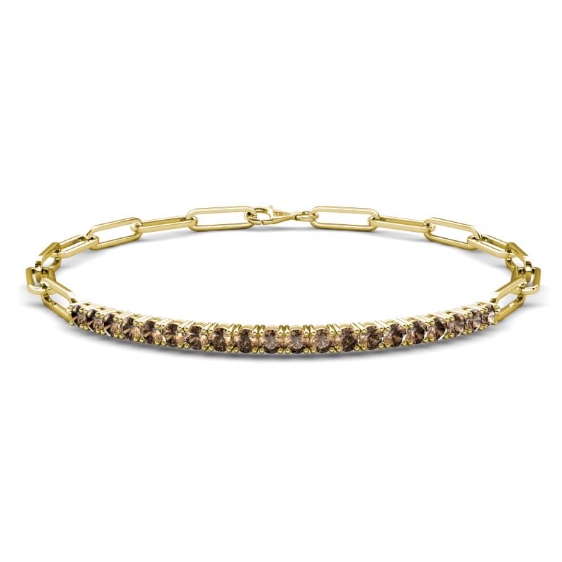Lily 1.00 ctw Smoky Quartz Paperclip Links Tennis  Bracelet 