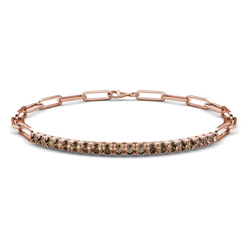 Lily 1.00 ctw Smoky Quartz Paperclip Links Tennis  Bracelet 